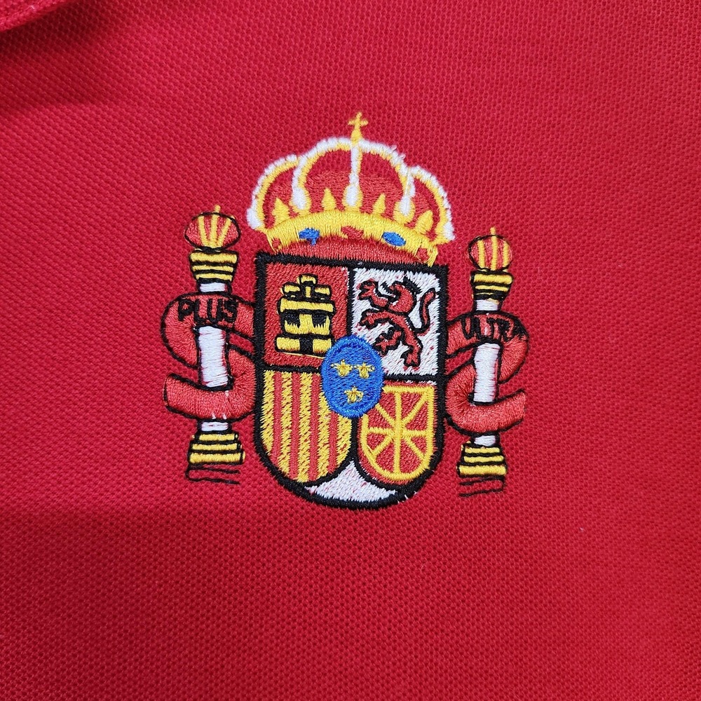SAFON Polo Shirt Mens 2XL Red España Spain Crest Number 5 Soccer Cotton Jersey - Picture 2 of 9